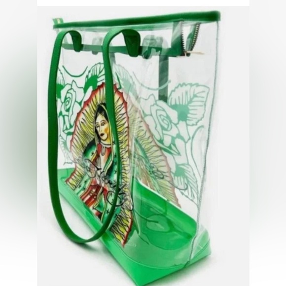 ED HARDY Virgin Mary (Virgen de Guadalupe) Clear Tote w/Pouch – DEADSTOCK! - NWT - Picture 3 of 4
